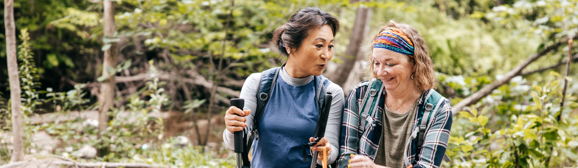 Two women hiking