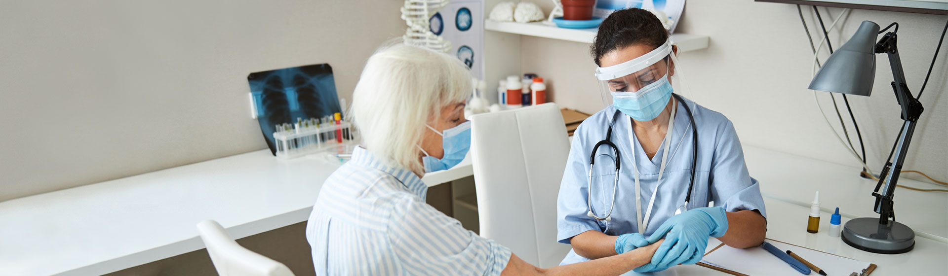 Patient being seen by doctor